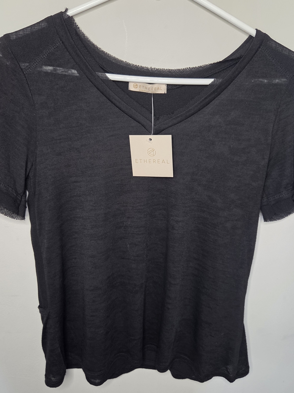 Women's Black V-Neck Short Sleeve Tee